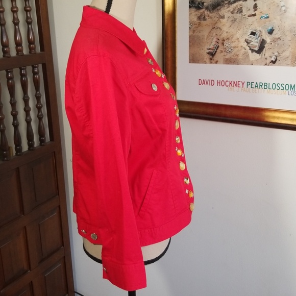 Hearts of Palm red beaded jacket. Size 10 - Picture 6 of 8